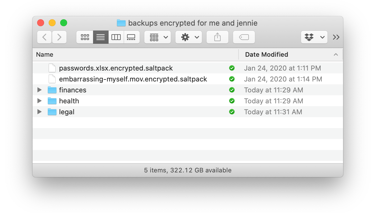 macOS Finder showing files encrypted with Saltpack